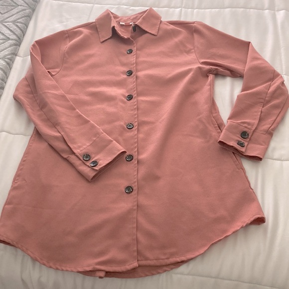 LuLaRoe Jackets & Blazers - LuLaRoe Abigail XS solid dusty rose oversized light shacket w/ side pockets